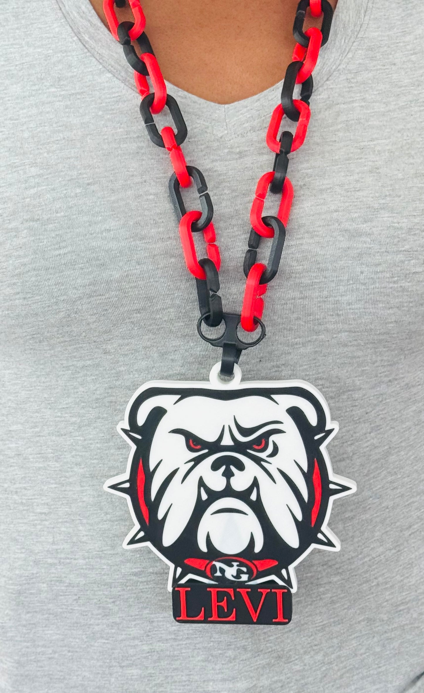 NG Bulldog w/ Name Hype Chain | Personalized Spirit Chain Necklace | Medium or Large Pendant