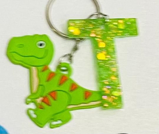 Dinosaur Letter School Keychain Backpack Tag