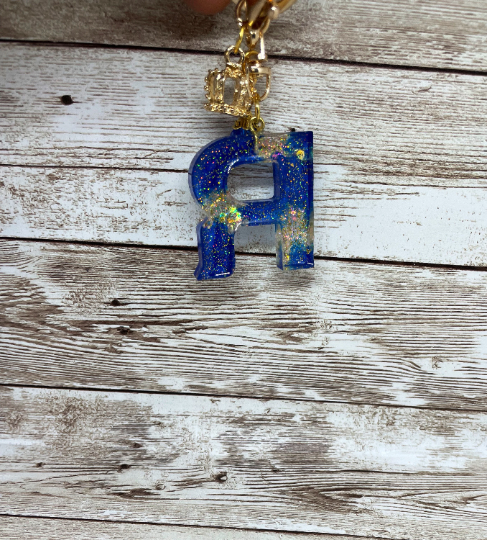 Custom Blue Ice Letter Keychain