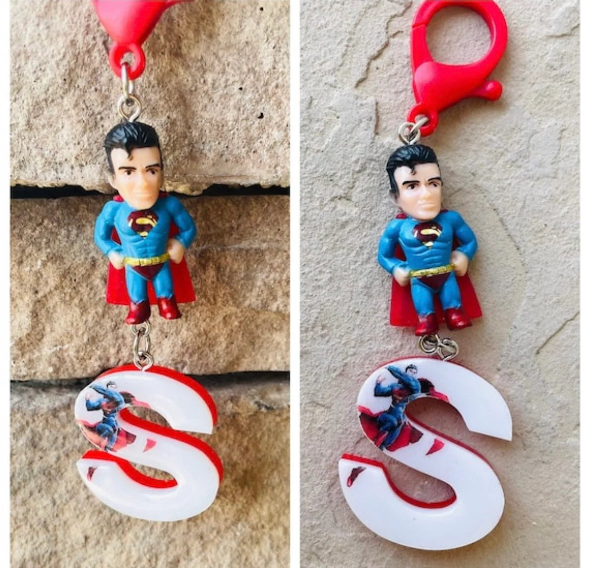 Backpack Name Tag SuperHero Letter Keychain Spider Man Backpack Bag Name Tag for Kids Teens | Sinclair Charm Unique Gift Boys Girls