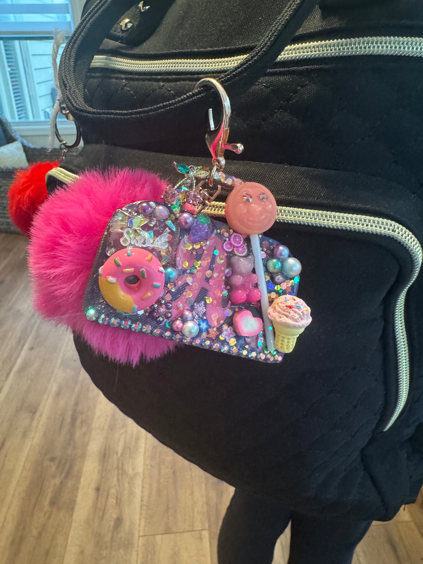 Sweet Treats Clutter Keycharm – Candy-Inspired Junk Keychain Bag Tag with Rhinestones & 3D Charms