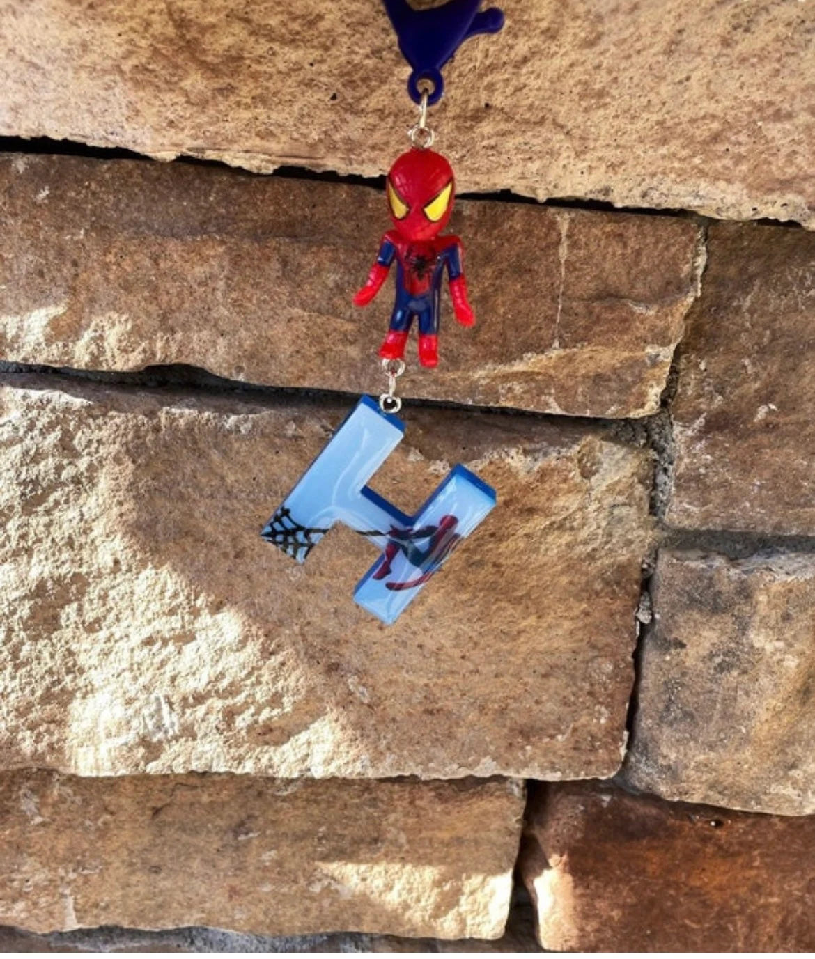 Backpack Name Tag SuperHero Letter Keychain Spider Man Backpack Bag Name Tag for Kids Teens | Sinclair Charm Unique Gift Boys Girls