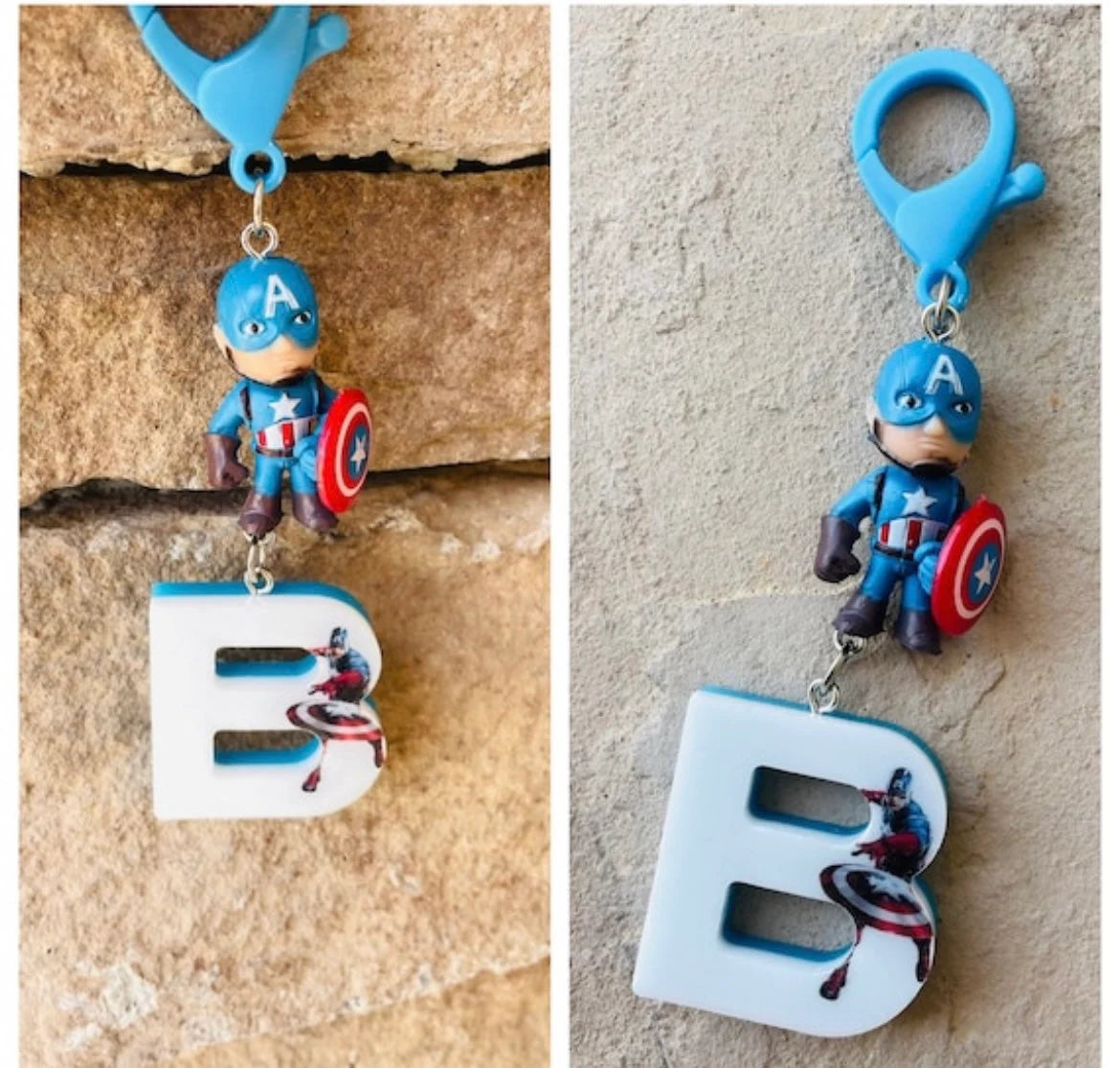 Backpack Name Tag SuperHero Letter Keychain Spider Man Backpack Bag Name Tag for Kids Teens | Sinclair Charm Unique Gift Boys Girls