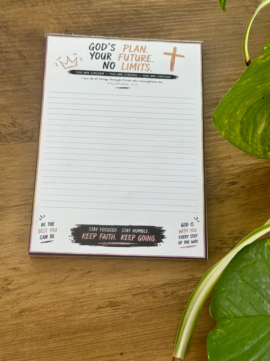 God’s Plan, Your Future, No Limits Notepad