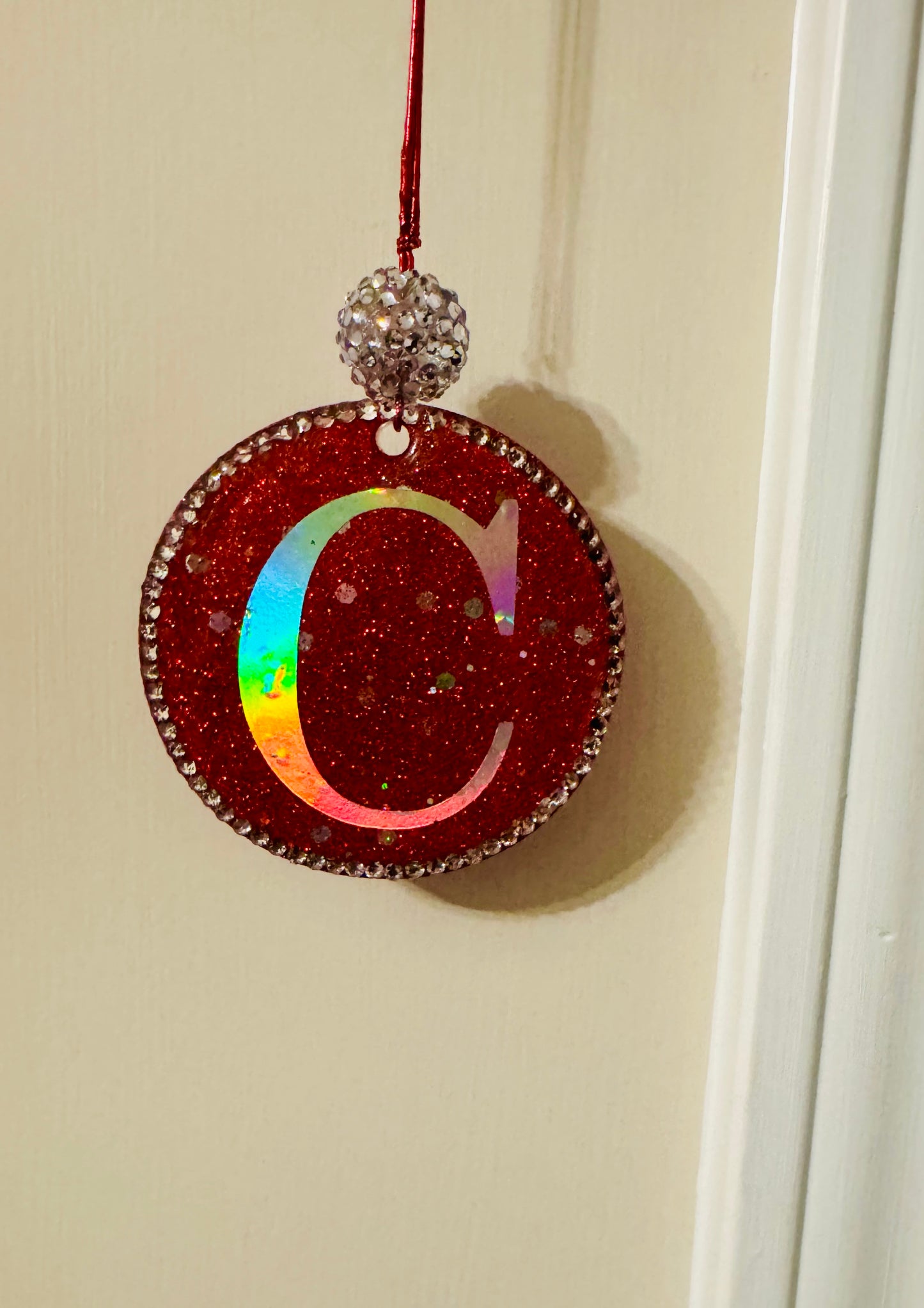 ✨ Custom Monogram Ornament – Glitter Resin Letter Keepsake | Personalized Christmas Tree Decoration