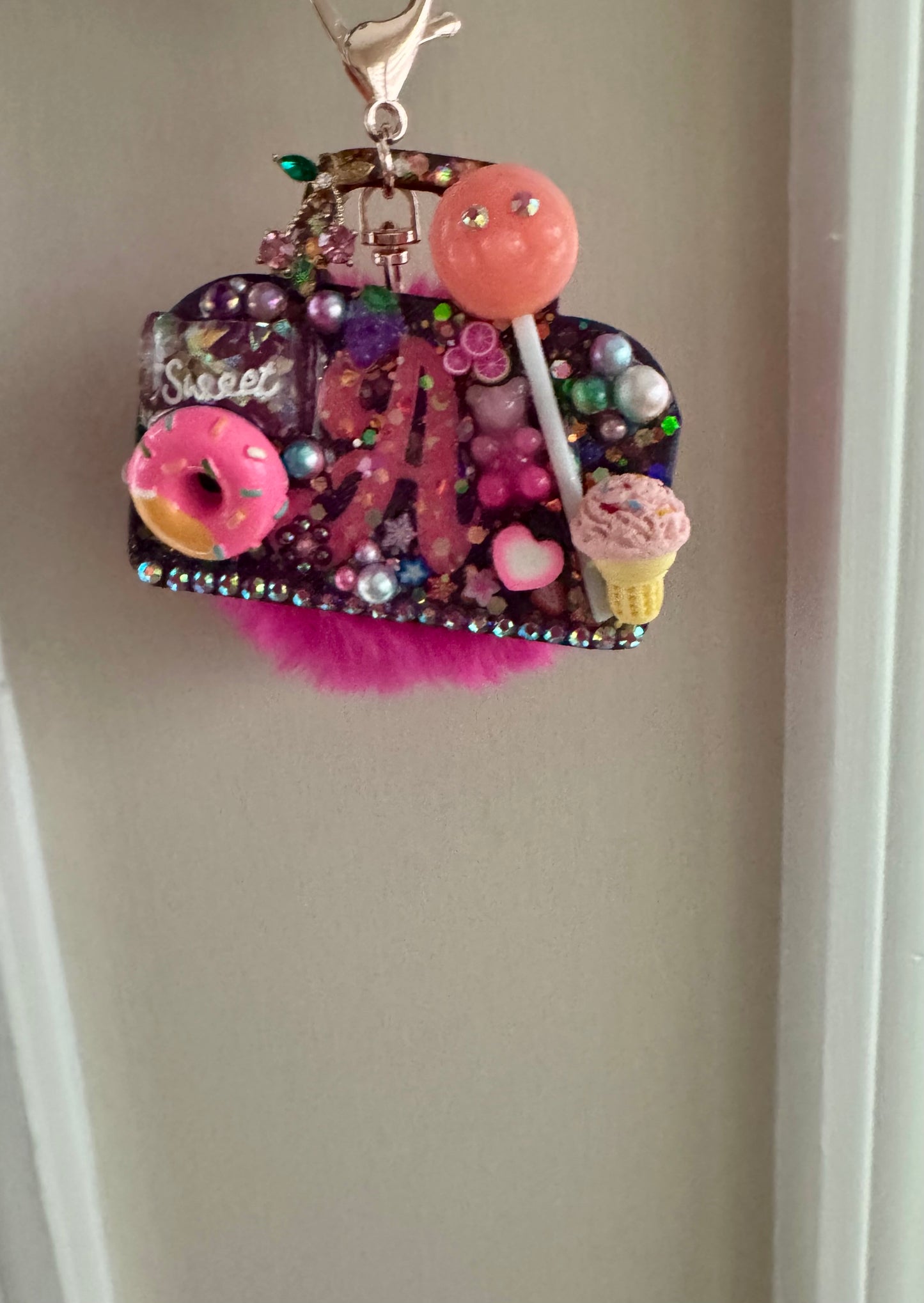 Sweet Treats Clutter Keycharm – Candy-Inspired Junk Keychain Bag Tag with Rhinestones & 3D Charms