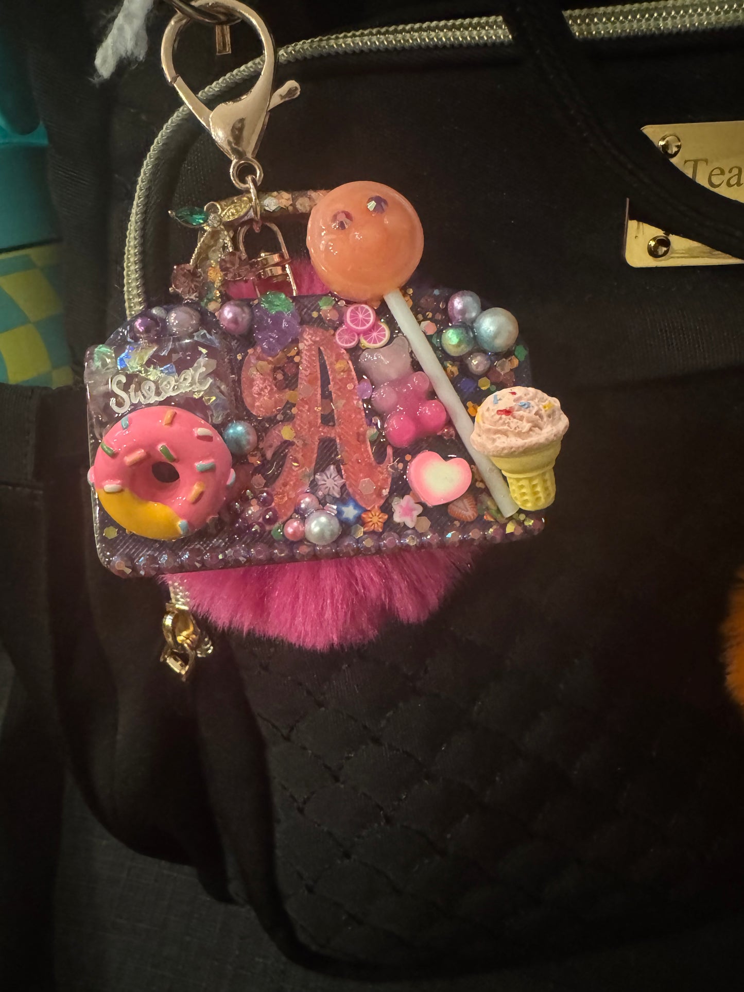 Sweet Treats Clutter Keycharm – Candy-Inspired Junk Keychain Bag Tag with Rhinestones & 3D Charms
