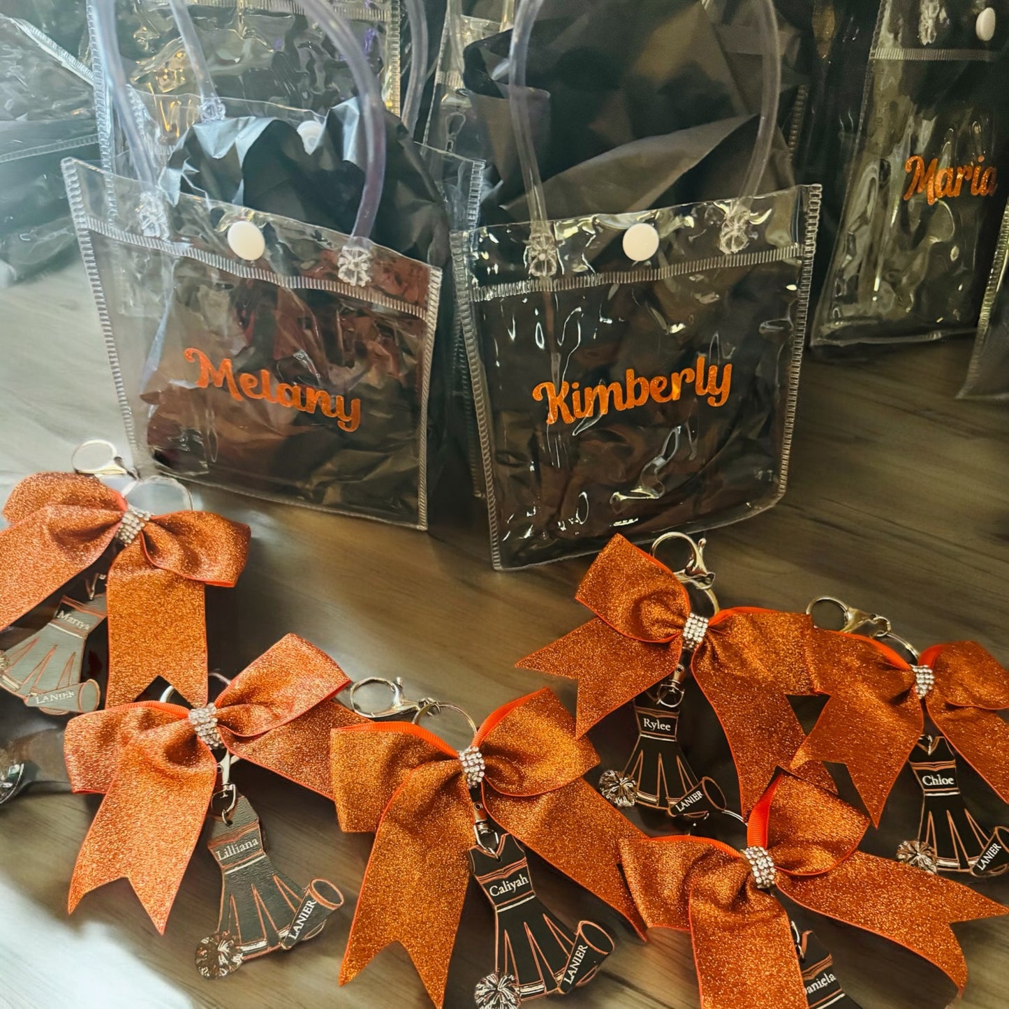 Custom Cheerleading Keepsake Keychain | Personalized Cheerleader Gift with Bow & Uniform Charm
