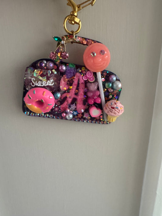 Sweet Treats Clutter Keycharm – Candy-Inspired Junk Keychain Bag Tag with Rhinestones & 3D Charms
