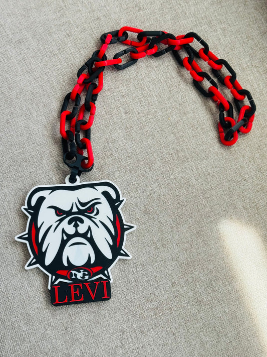 NG Bulldog w/ Name Hype Chain | Personalized Spirit Chain Necklace | Medium or Large Pendant