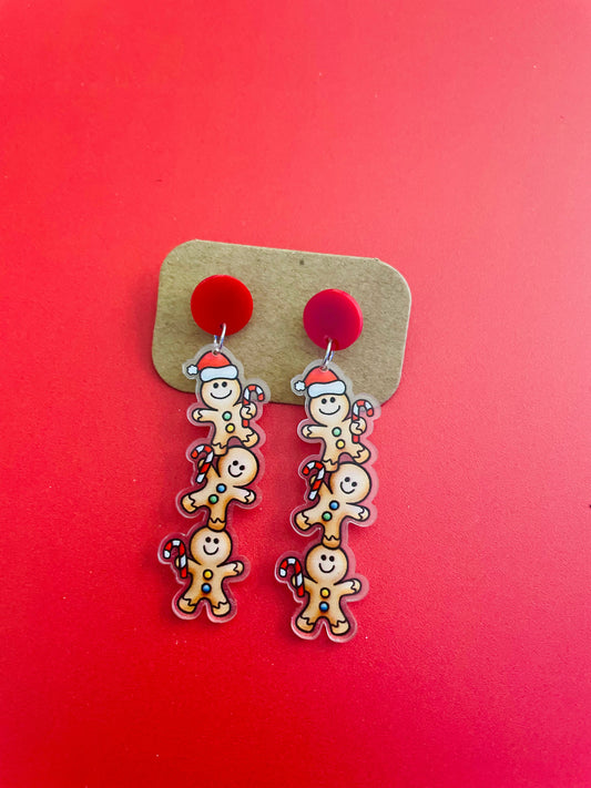 Gingerbread Men Christmas Earrings