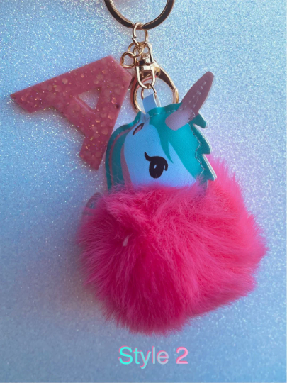 Unicorn Initial Letter Keychain Backpack Tag