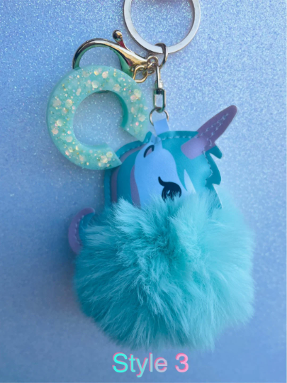 Unicorn Initial Letter Keychain Backpack Tag