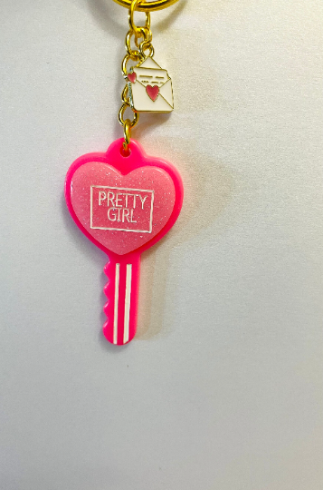 Heart Key Keychain Backpack Tag