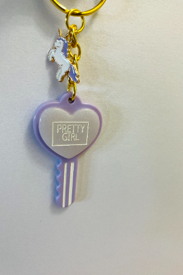 Heart Key Keychain Backpack Tag