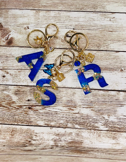 Custom Blue Ice Letter Keychain