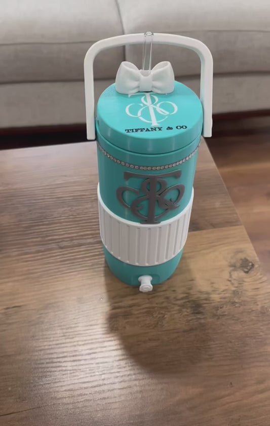 Personalized Tiffany-Inspired Cooler Tumbler with Handle | Custom Drink Holder | Gift for Her